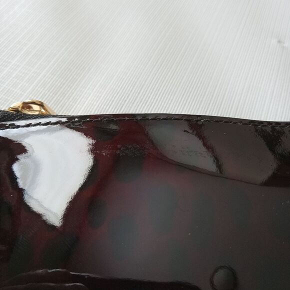 Luana Italy Giorgio Small Burgundy Red Vinyl Cheetah Pattern Phone Case Wristlet - Picture 8 of 12